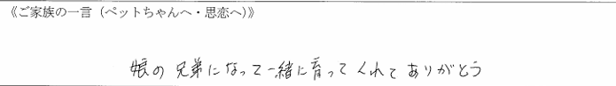 娘の兄弟になって一緒に育ってくれてありがとう。